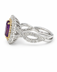 Purple Sapphire Diamond Halo Ring