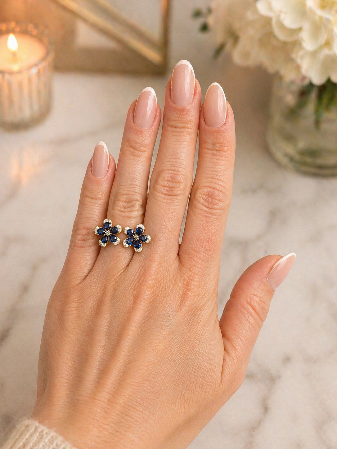 Sapphire Flower Diamond Ring