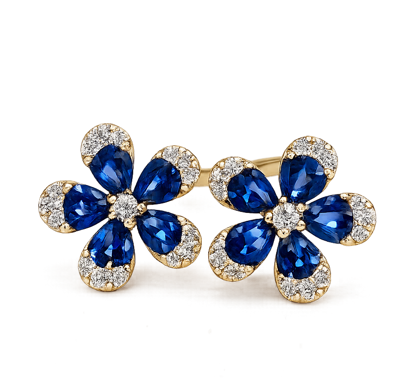 Sapphire Flower Diamond Ring
