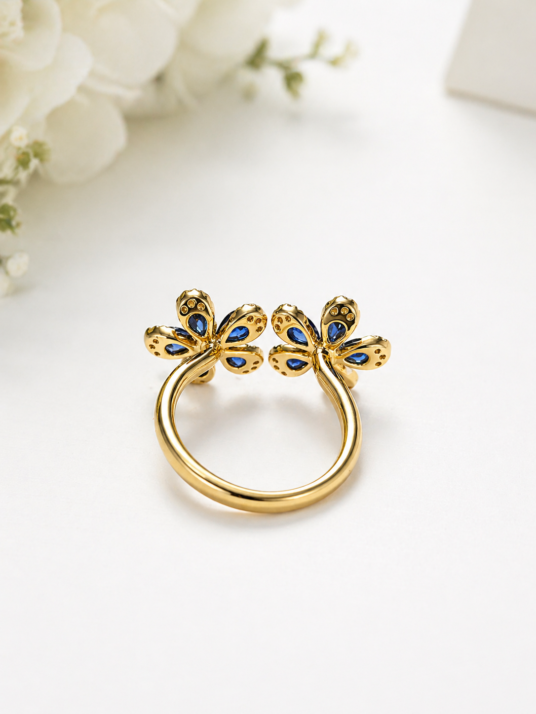 Sapphire Flower Diamond Ring