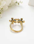 Sapphire Flower Diamond Ring