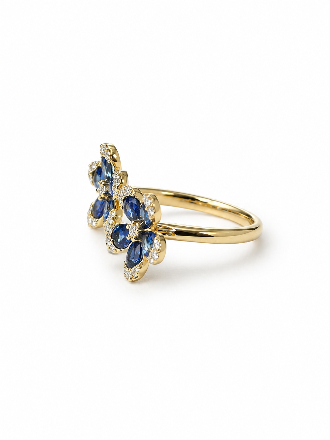 Sapphire Flower Diamond Ring