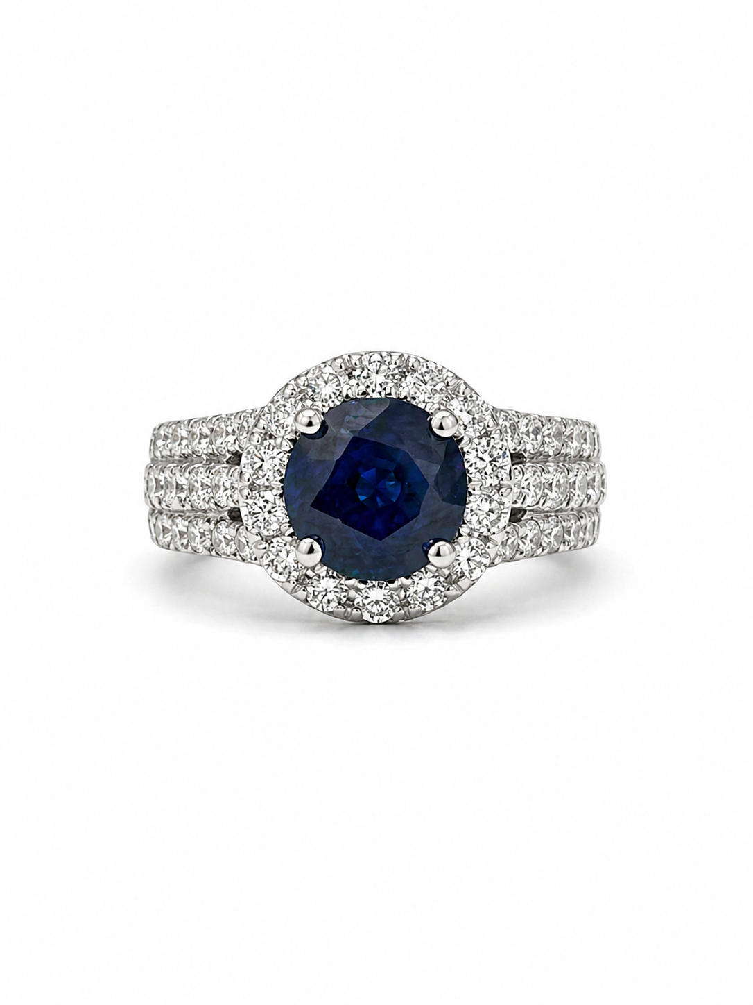 Sapphire Halo Diamond Ring