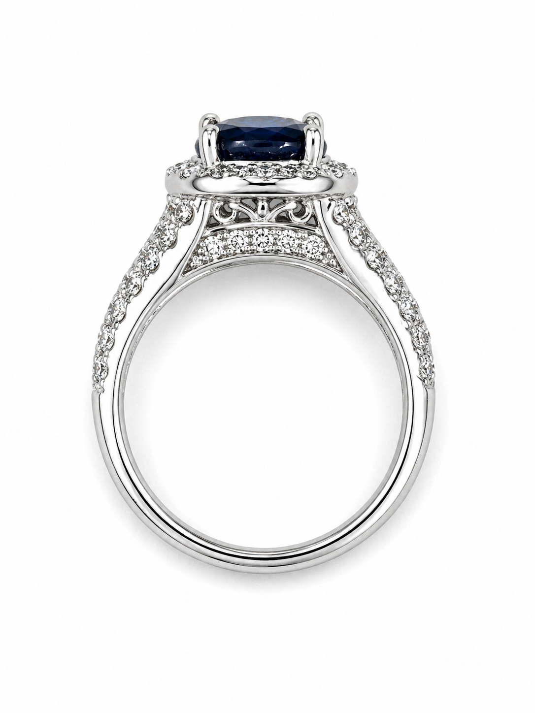 Sapphire Halo Diamond Ring
