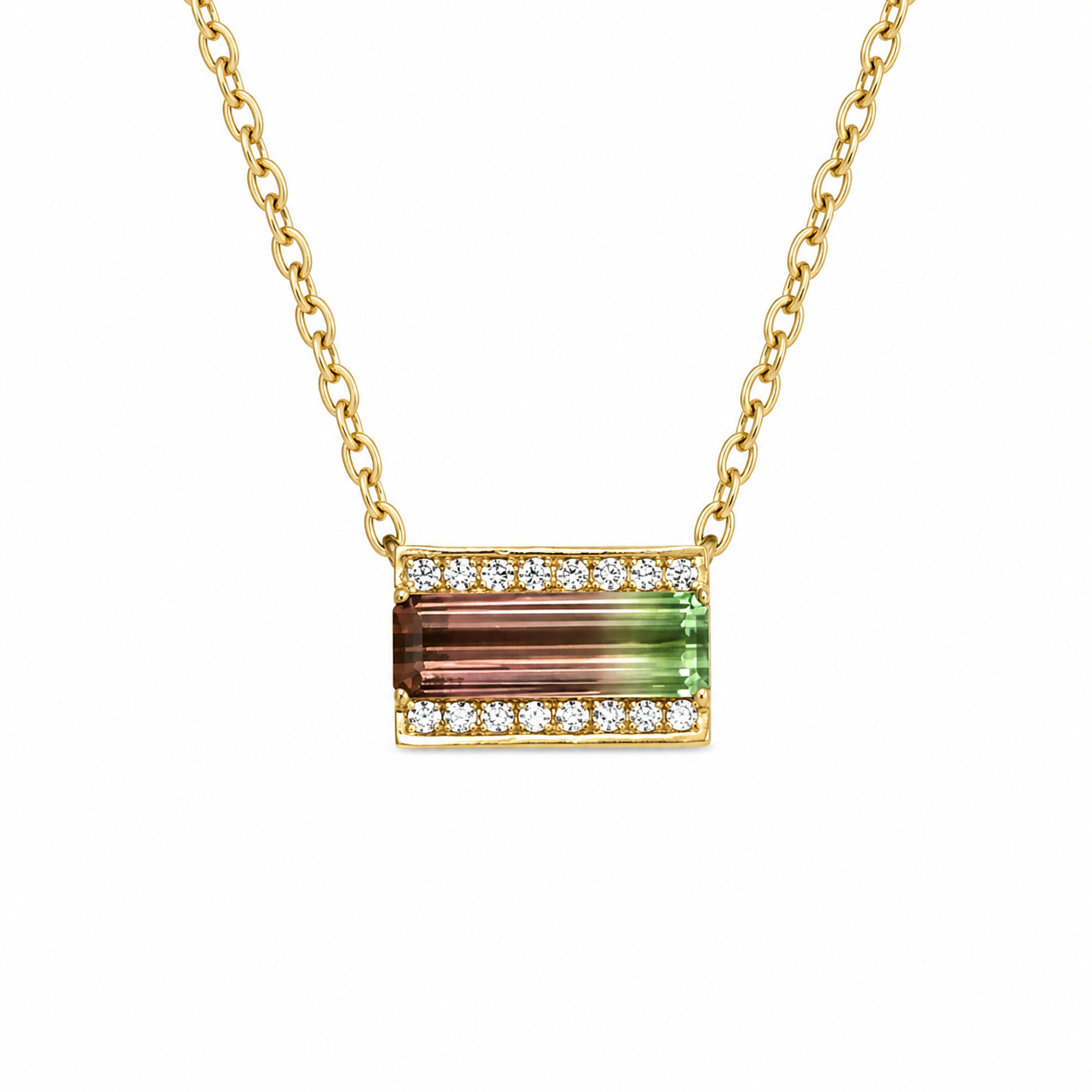 Watermelon Tourmaline Bar Pendant