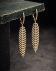 Diamond Feather Drop Earrings