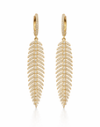 Diamond Feather Drop Earrings