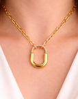 18KT YG Paperclip and diamond necklace