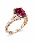 Radiant Rubellite Diamond Ring