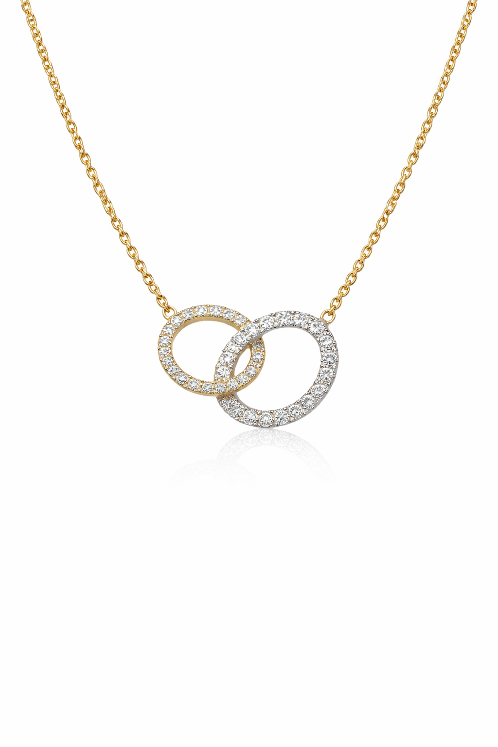 14K Two Tone Gold Double Oval Diamond Necklace .58ctw H/I SI Elegant