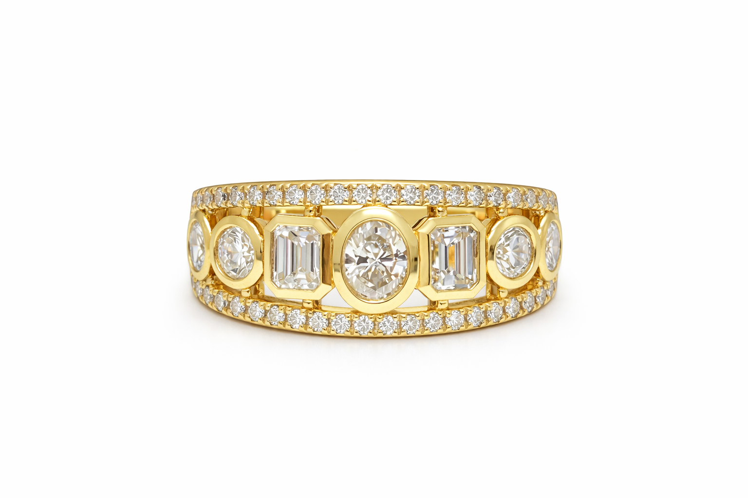 Mixed Cut Diamond Gold Band