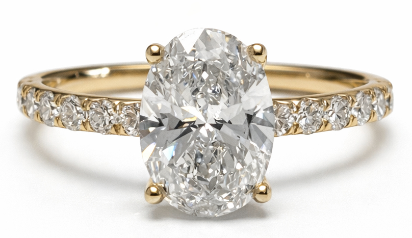 Hidden Halo Oval Diamond Ring