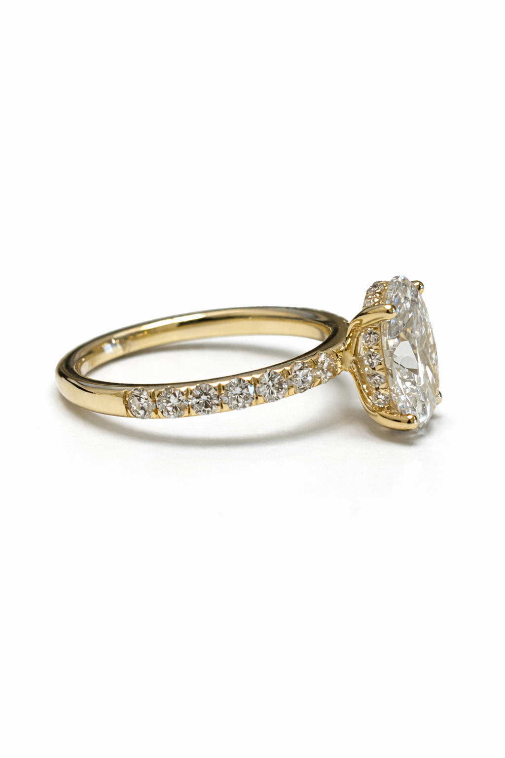 Hidden Halo Oval Diamond Ring