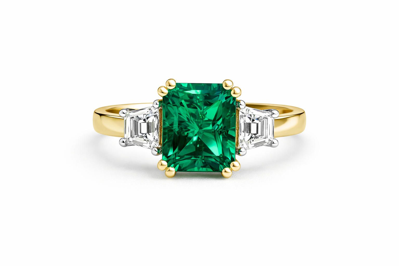 Emerald Three Stone Ring