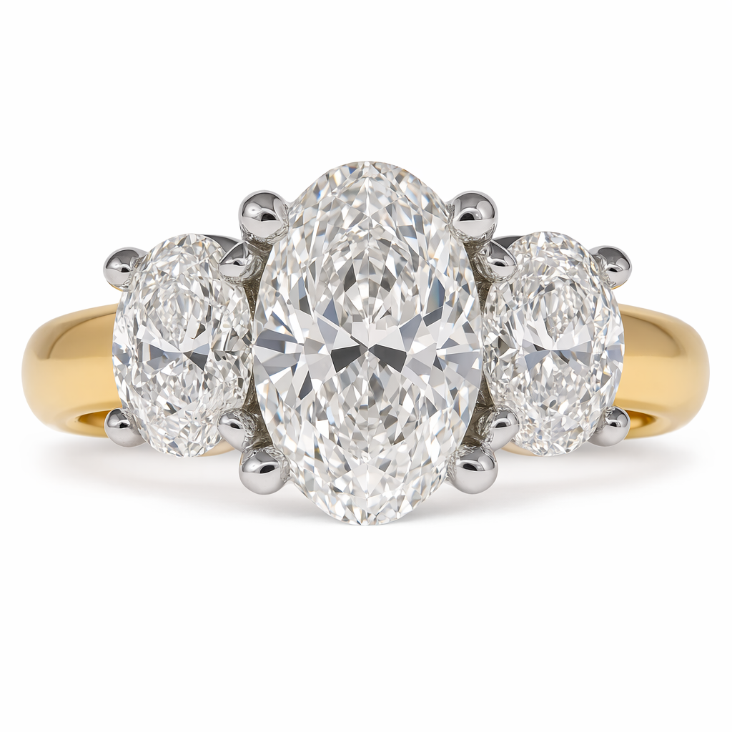 Three Stone Oval Diamond Ring