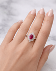Ruby Diamond Halo Ring