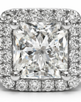 Radiant Diamond and Sapphire Halo Ring