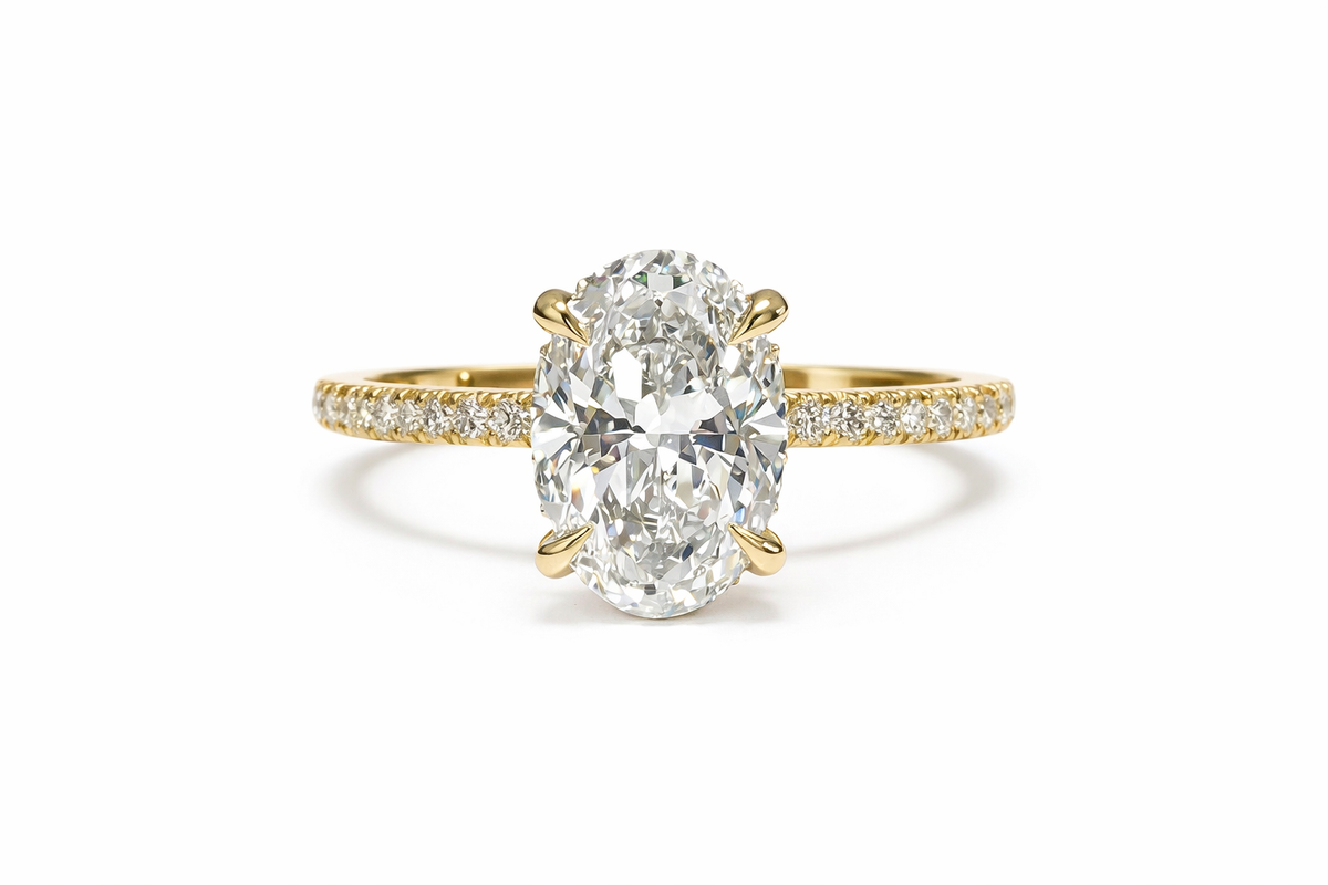 Oval Diamond Hidden Halo Ring