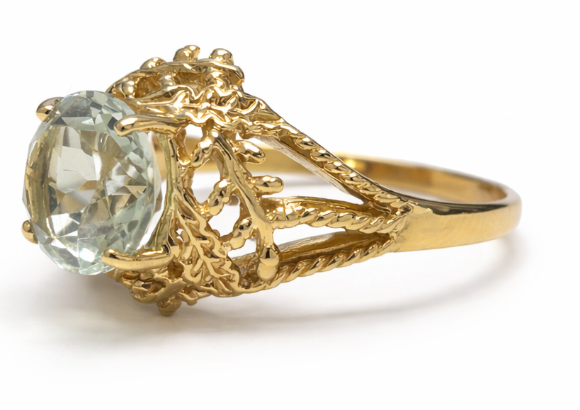 Green Amethyst Nature Ring
