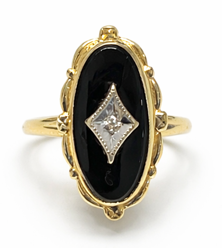 Onyx Diamond Signet Ring