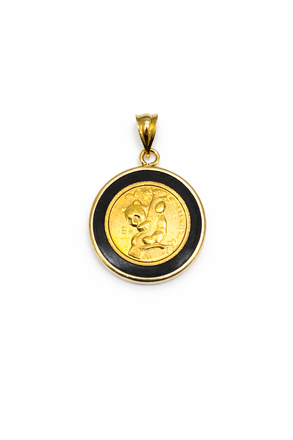 Panda Coin Onyx Pendant