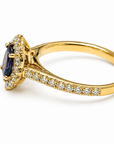 14K Yellow Gold Natural Alexandrite and Diamond Halo Ring