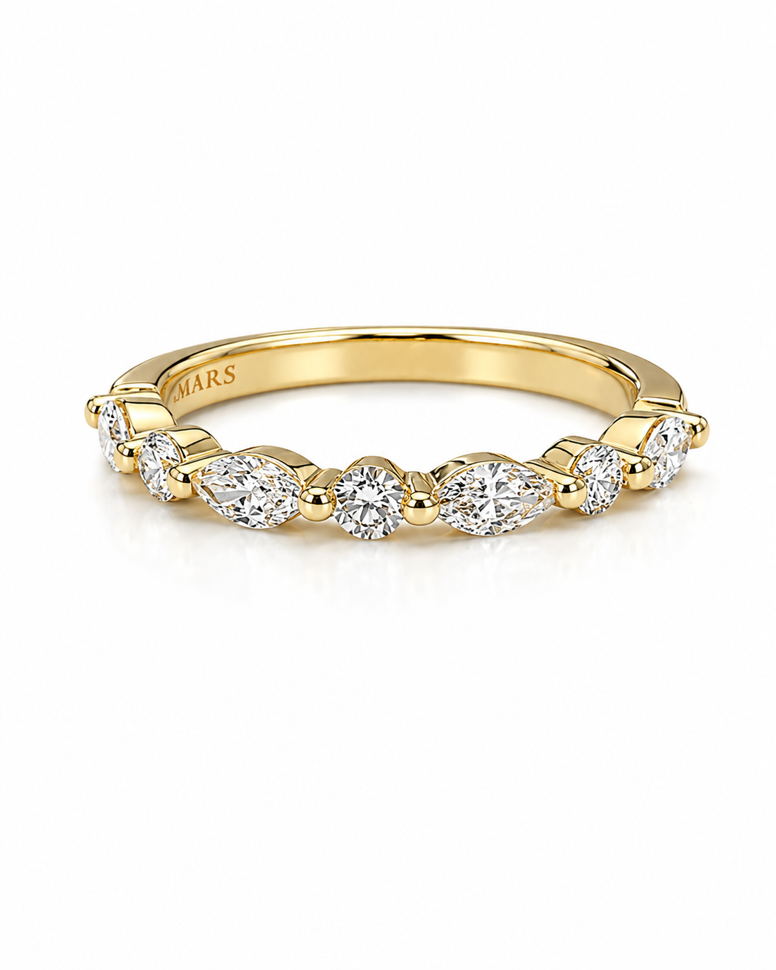 14K Yellow Lab Grown Marquise and Round Diamond .61ctw Wedding Band