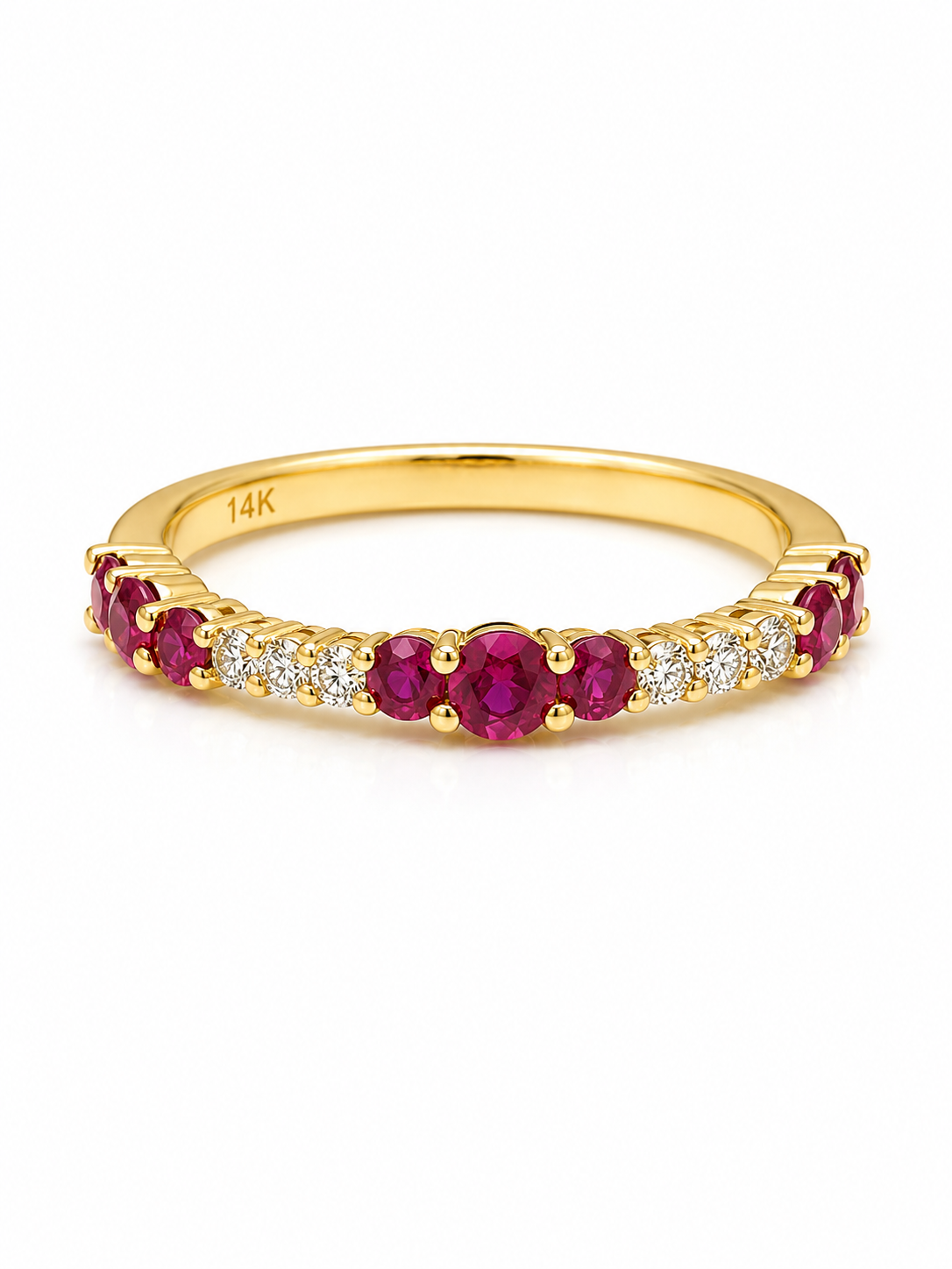 14K Yellow Gold Ruby and Diamond Band