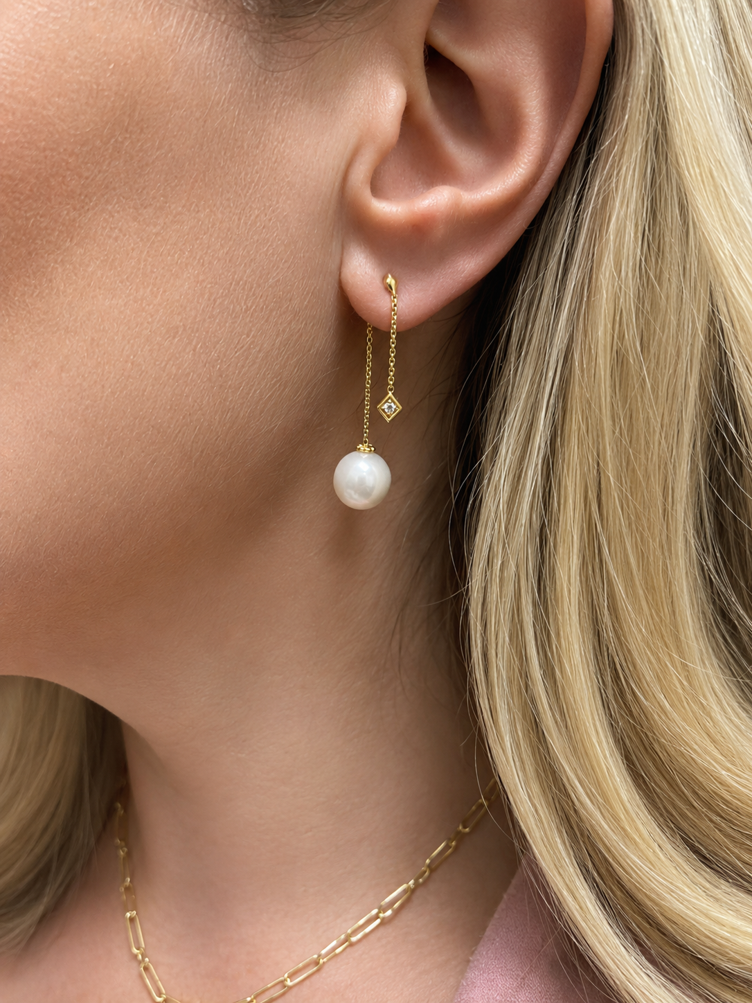 David Yurman Solari Pearl Drop Earrings in 18K Yellow Gold