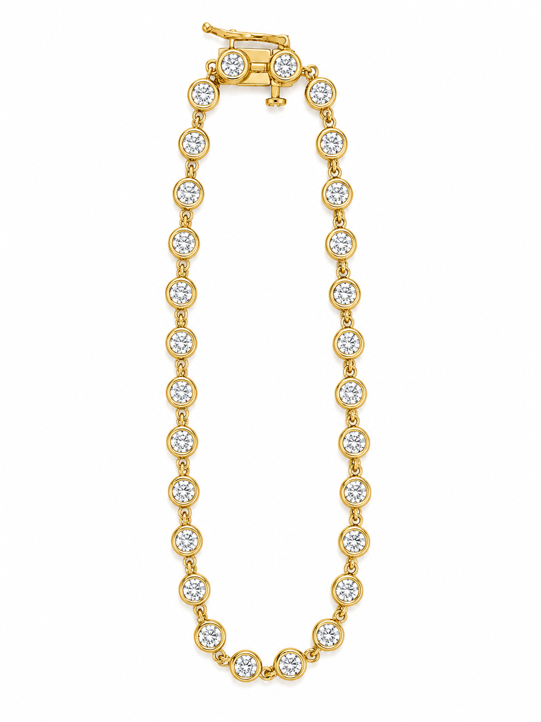10K Yellow Gold 1.50 CTW Lab-Grown Diamond Bezel Tennis Bracelet