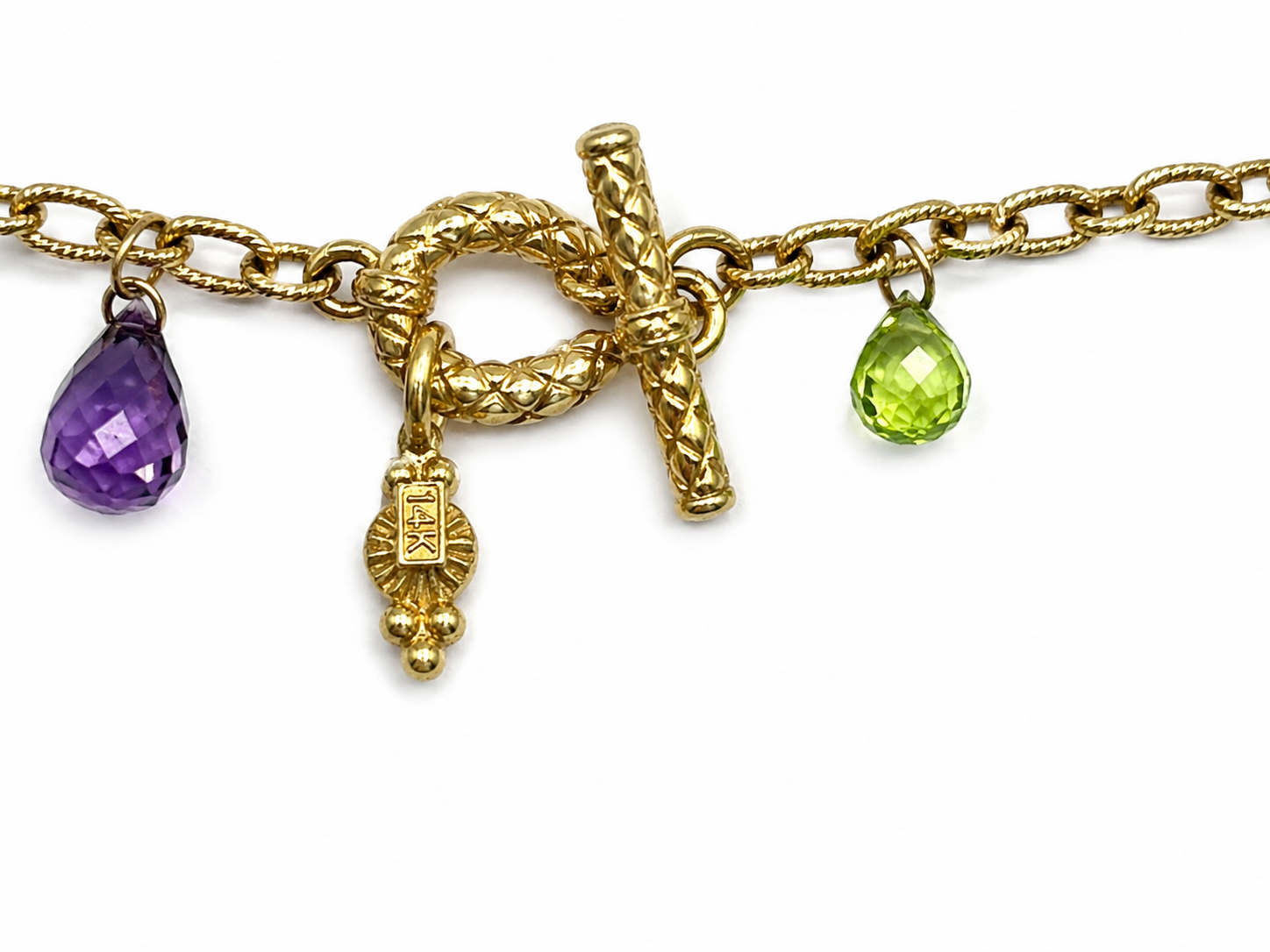 14K Yellow Gold Multi-Gemstone Station Necklace