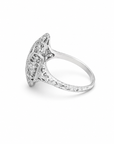 18K White Gold Vintage Filigree Diamond Ring
