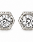14K White Gold Art Deco Diamond Stud Earrings – 1.00 CTW Old Cut Diamonds