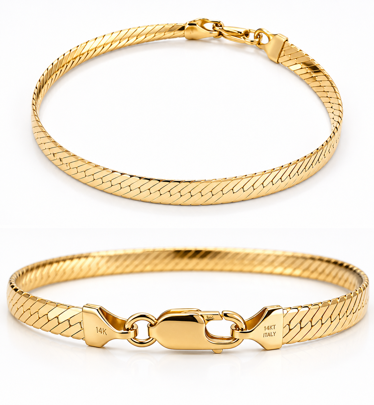 14KT Yellow Gold Italian Herringbone Bracelet 5.6mm – 7 Inches