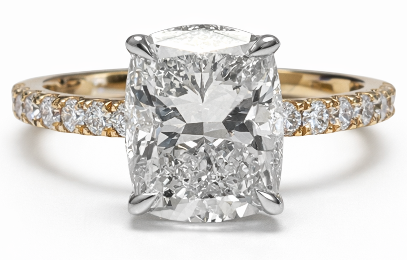 Cushion Diamond Hidden Halo Ring