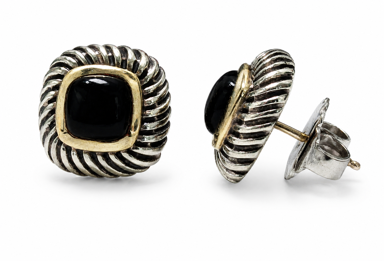 David Yurman Albion Onyx Two-Tone Earrings