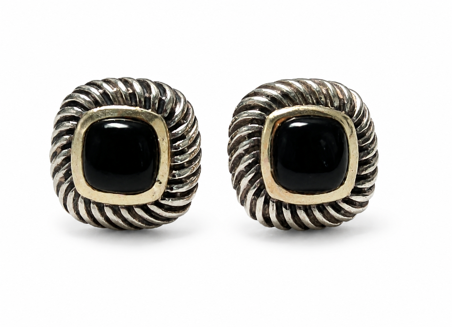 David Yurman Albion Onyx Two-Tone Earrings