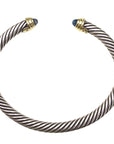 David Yurman Cable Classics Blue Topaz Silver and 14K Yellow Gold Cuff Bracelet