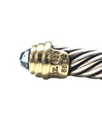 David Yurman Cable Classics Blue Topaz Silver and 14K Yellow Gold Cuff Bracelet
