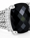 David Yurman Wheaton Black Onyx & Diamond Ring in Sterling Silver – Size 10