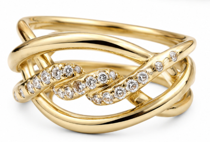 David Yurman 18K Yellow Gold Continuance Diamond Ring – Size 8