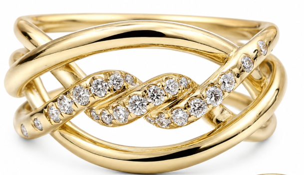 David Yurman 18K Yellow Gold Continuance Diamond Ring – Size 8