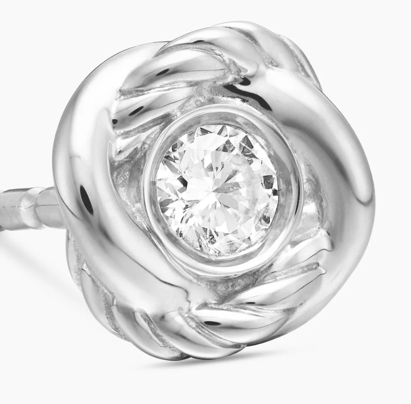 David Yurman Infinity Stud Earrings Sterling Silver &amp; Diamonds | Estate Jewelry