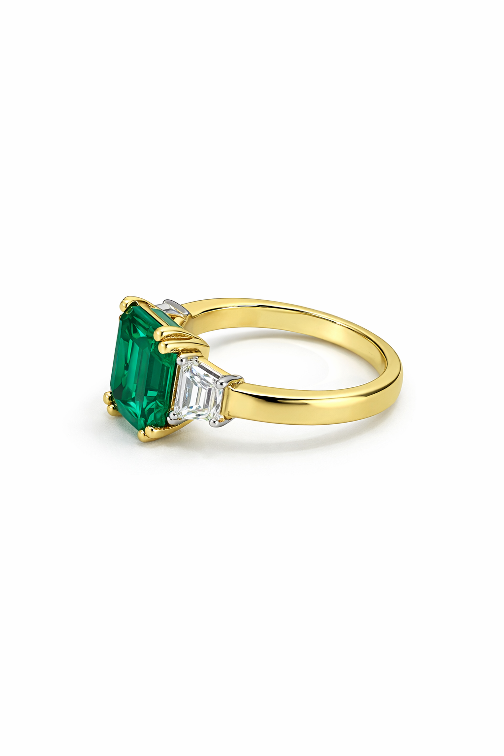 Emerald Three Stone Ring