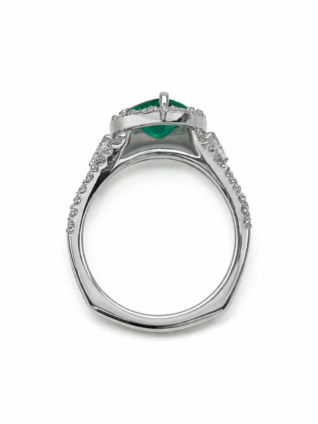 Emerald Diamond Halo Ring