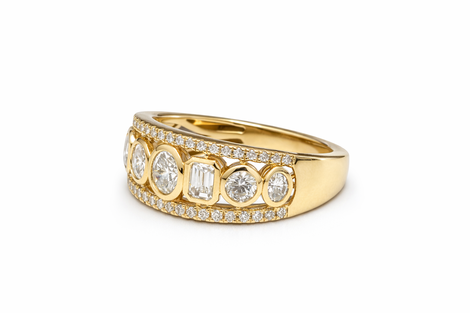 Mixed Cut Diamond Gold Band