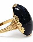 Golden Floral Onyx Ring