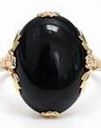 Golden Floral Onyx Ring