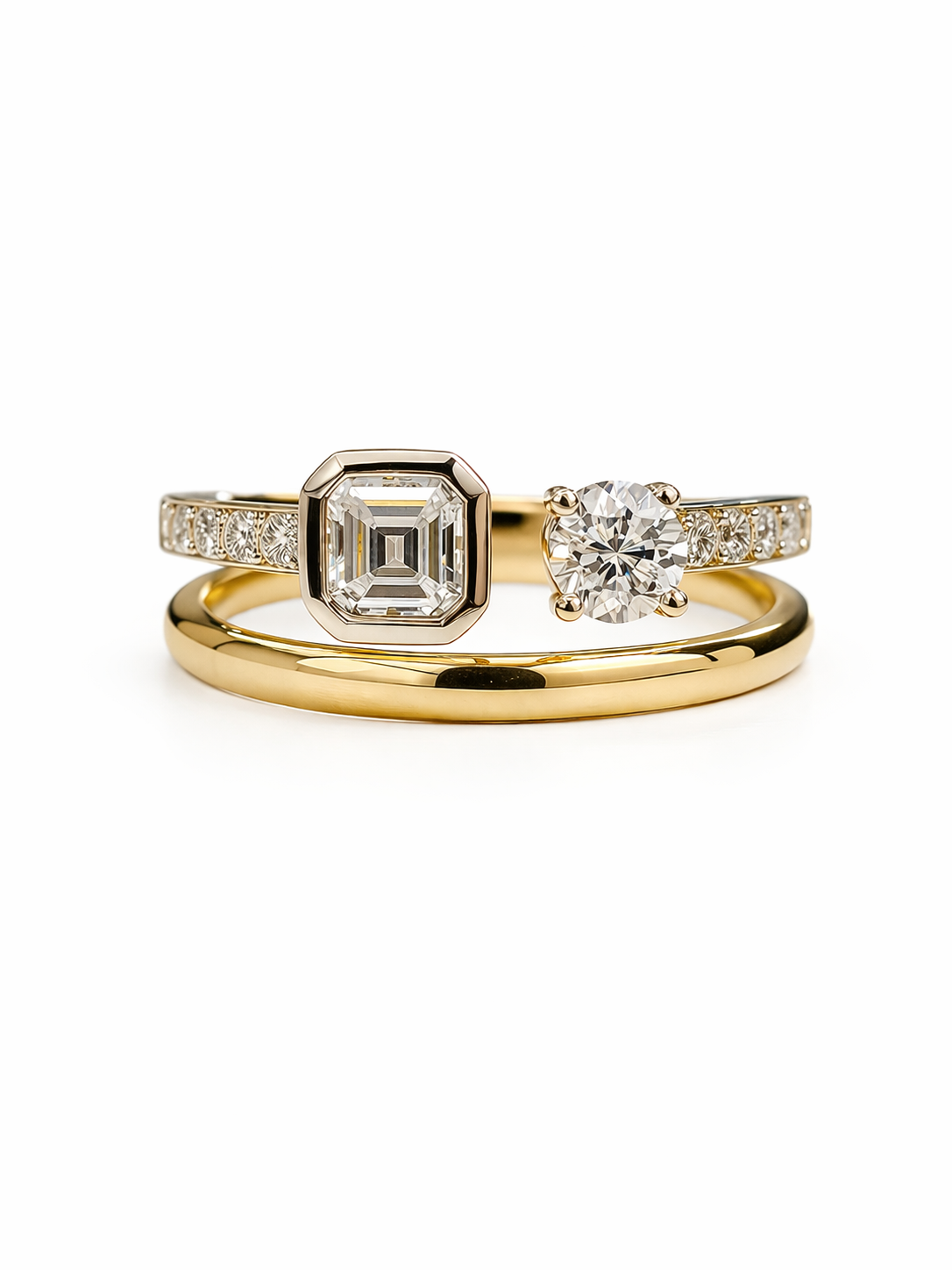 Two Stone Diamond Stack Ring