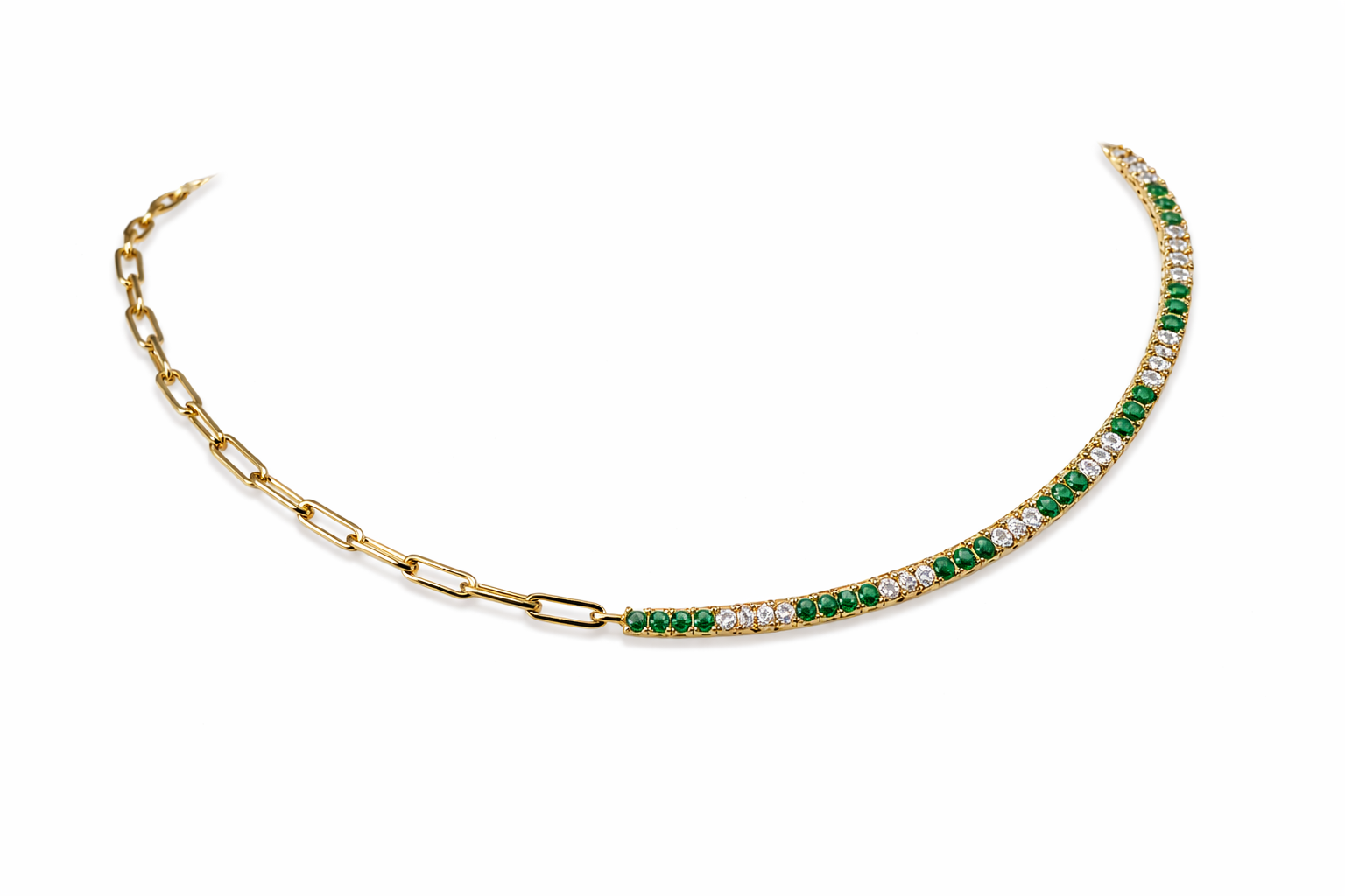 Emerald and Diamond Tennis Necklace